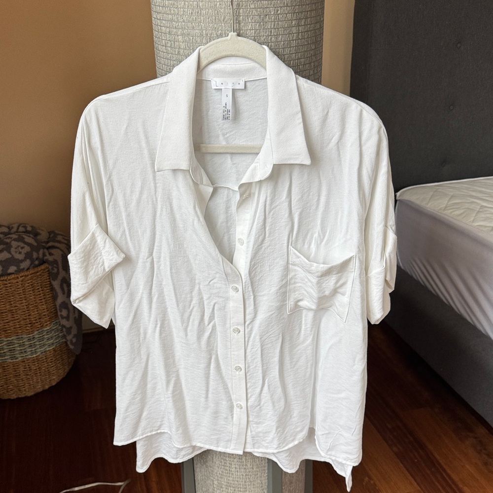 Leith Classic White Collared Shirt